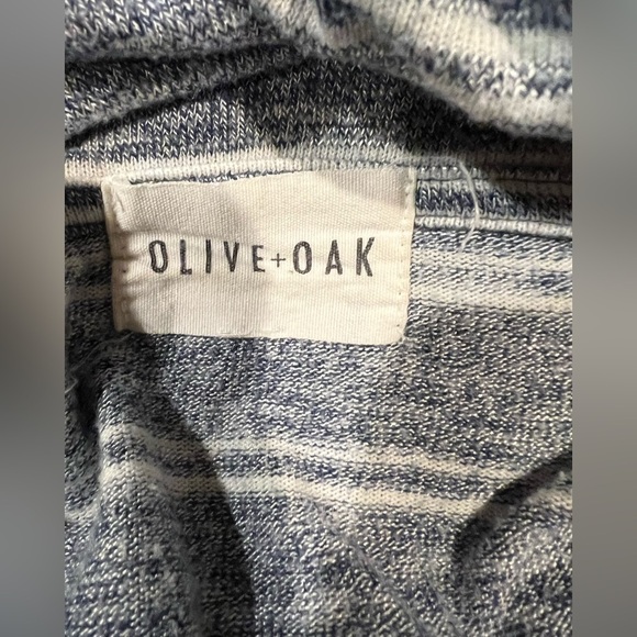 Olive and Oak Striped Sweater Cowl Neck Women's medium Blue White Long Sleeve - Picture 4 of 5